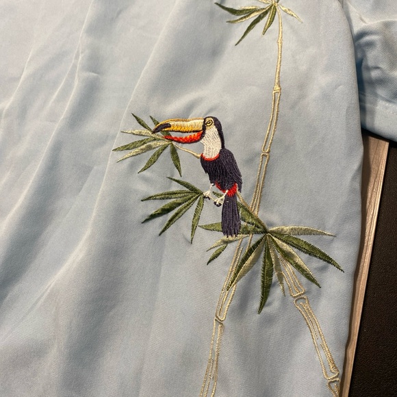 Bamboo Cay Blue Hawaiian Camp Shirt Tropical Parrots Toucan Men's 4XL - Picture 11 of 13